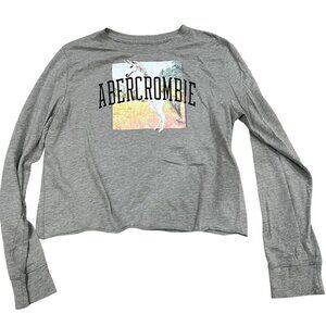 Abercrombie Kids Girls Unicorn Graphic Grey Long Sleeve Top Size 9/10